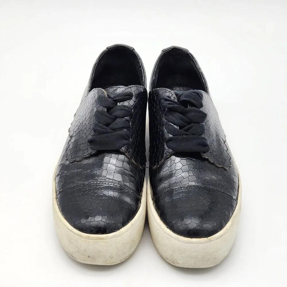 F-Troupe Butterfly Croc-Embossed Lace Up Flatforms Sneaker Shoe Black Size 41 EU